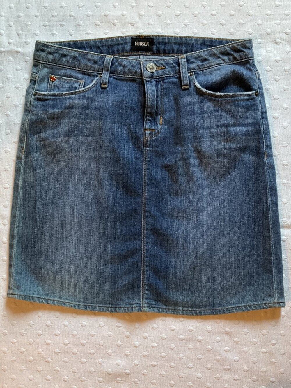 Hudson Women’s Hailey Short Denim Jean Skirt, Blue, Sz 28